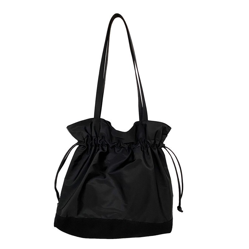 Patchwork dame lærred skuldertasker stor kapacitet ruched snor stof håndtaske tote stor øko indkøbstaske til piger