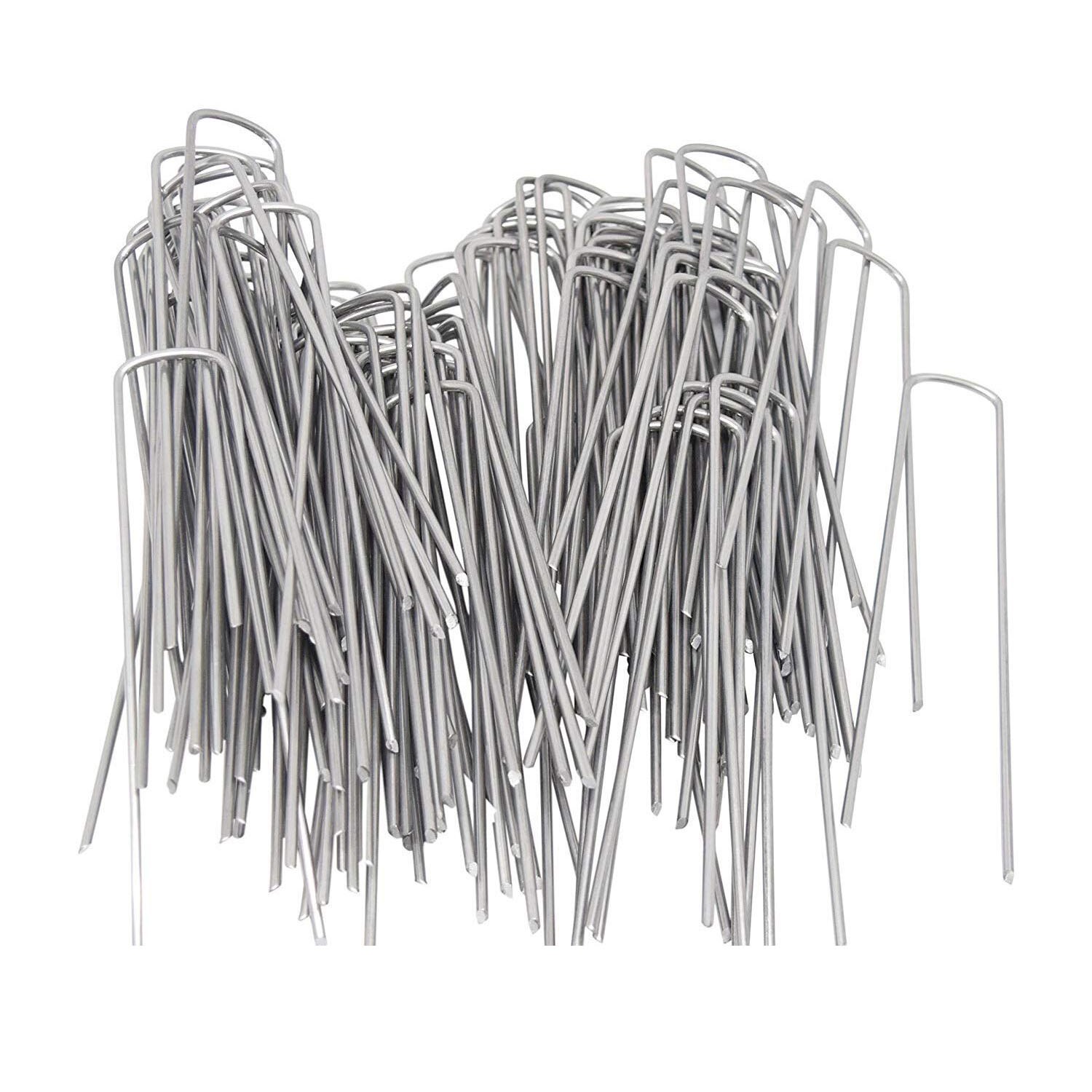 Tuin Pinnen 100x3.0mm x 6 inch/150mm Gegalvaniseerd Landschap Grond Nietjes Roestbestendig Staal Zode gazon U Pinnen Beveiligen Netto