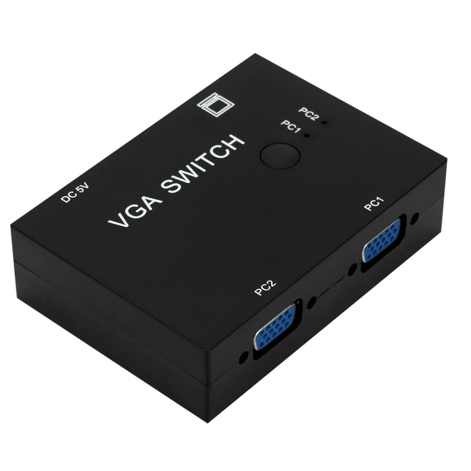 Grwibeou 2 Poort Vga Switch 2 In 1 Out Vga Switcher Box Voor Consoles Set-Top Boxes 2 Hosts delen 1 Display Notebook Projector