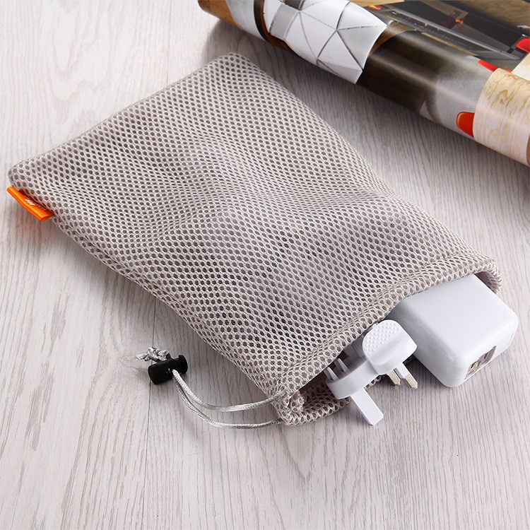 1/2pcs Nylon Drawstring Storage Bag Multi-Functional Mesh Mobile Phone Data Cable Charger Storage Pouch Bag Portable Organizer