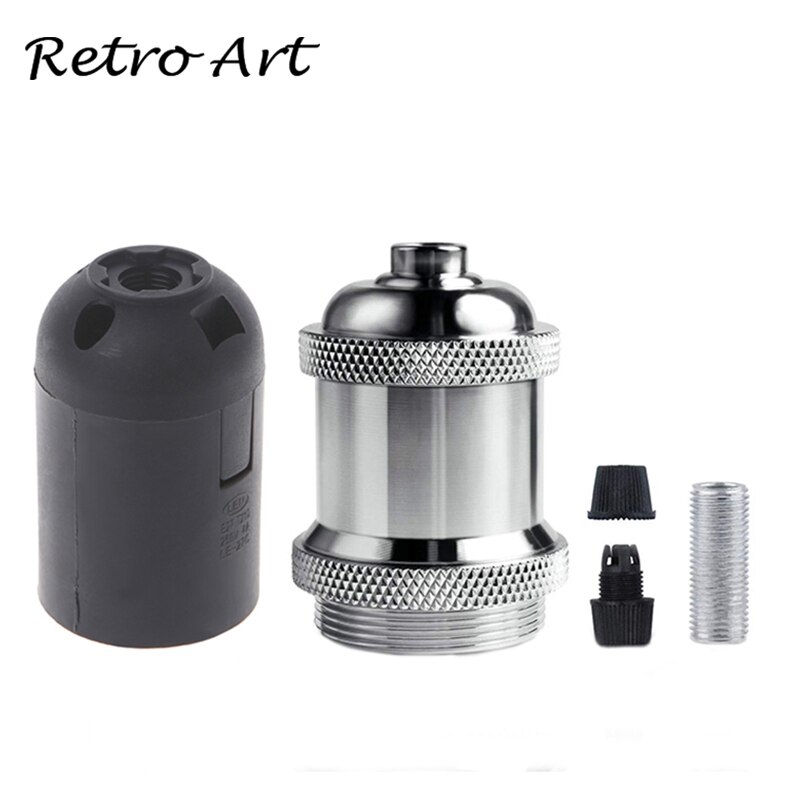 E26/E27 Screw Light Bulb Socket Edison Retro Pendant Lamp Holder: Chrome / e27
