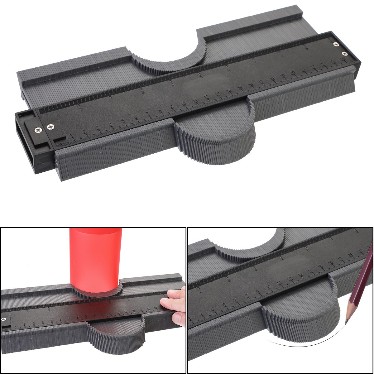 Contour Gauge Plastic Profiel Kopie Contour Meters Standaard Hout Markering Tool Betegelen Laminaat Tegels Gereedschap Profiel Meetinstrumenten: 25cm grey