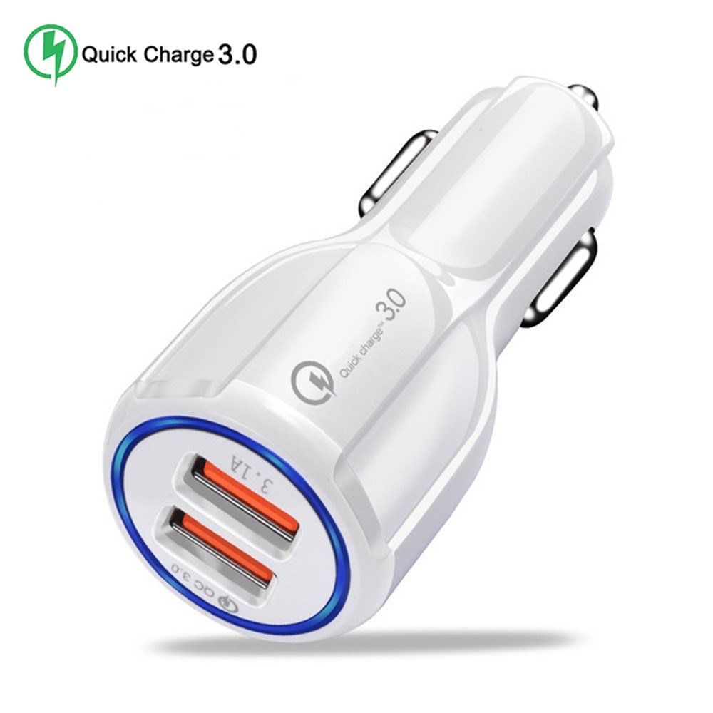 Goede 3.1A Auto Micro USB Charger Quick Charge 3.0 Mobiele Telefoon Oplader 2 3 Port USB Snelle Auto-oplader voor iphone ios Android Telefoon: White 2USB