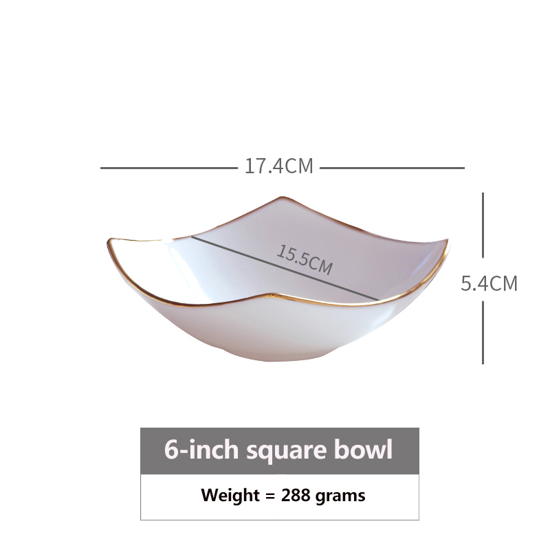 Luxury Plate Sets Modern Trays Decor Round Salad Bowl European Dinner Dinnerware Set Steak Restaurant Kitchen Tableware: 6 inch