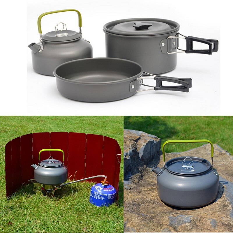 Panelas de acampamento ao ar livre conjunto de utensílios de cozinha de acampamento conjunto de utensílios de mesa de viagem talheres utensílios caminhadas piquenique conjunto