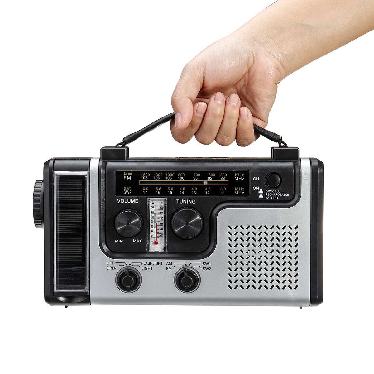 Draagbare Multifunctionele Solar Power Radio Mw/Fm/SW1/SW2 Met Led Zaklamp Emergency Solar Alert Hand Crank radio Usb Opladen