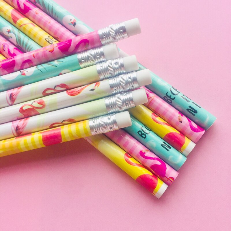 4x frisk flamingo træ blyant børn skrive tegning blyant studerende brevpapir