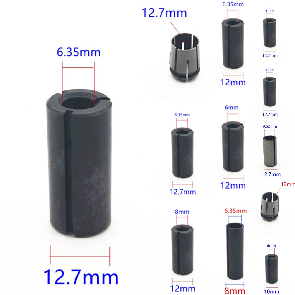 Router Adapter Chuck Collet Cone Nut 6mm 8mm 10mm 12mm 12.7mm 1/2&#39;&#39; 1/4&#39;&#39; 3/8&#39;&#39; Power Tool Accessories