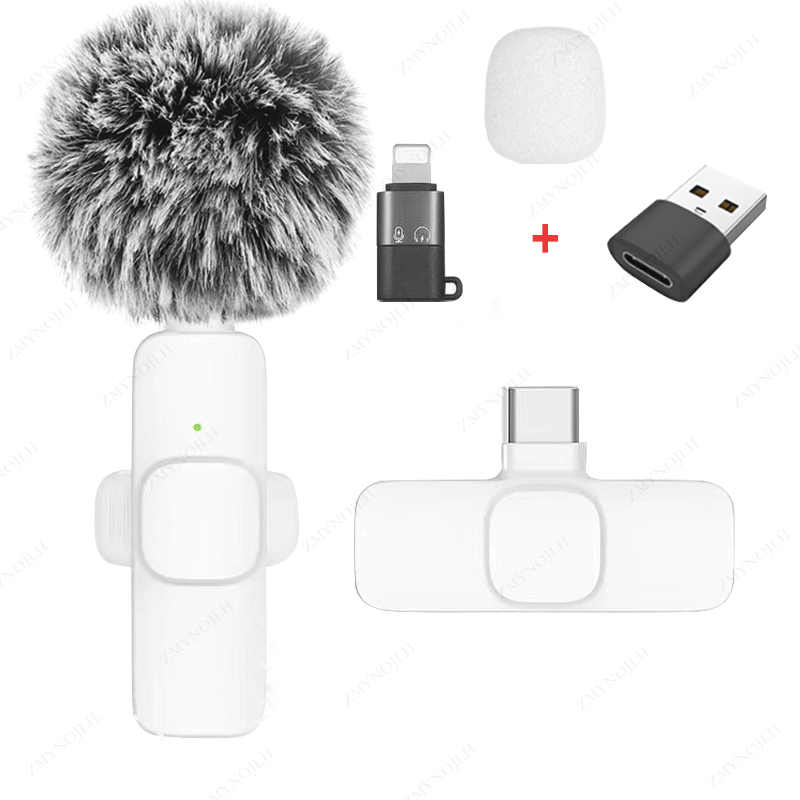 Nowy bezprzewodowy mikrofon krawatowy Przenośny mini mikrofon do nagrywania audio i wideo dla iPhone'a Android PC Camera Telefon do gier na żywo: SZARY