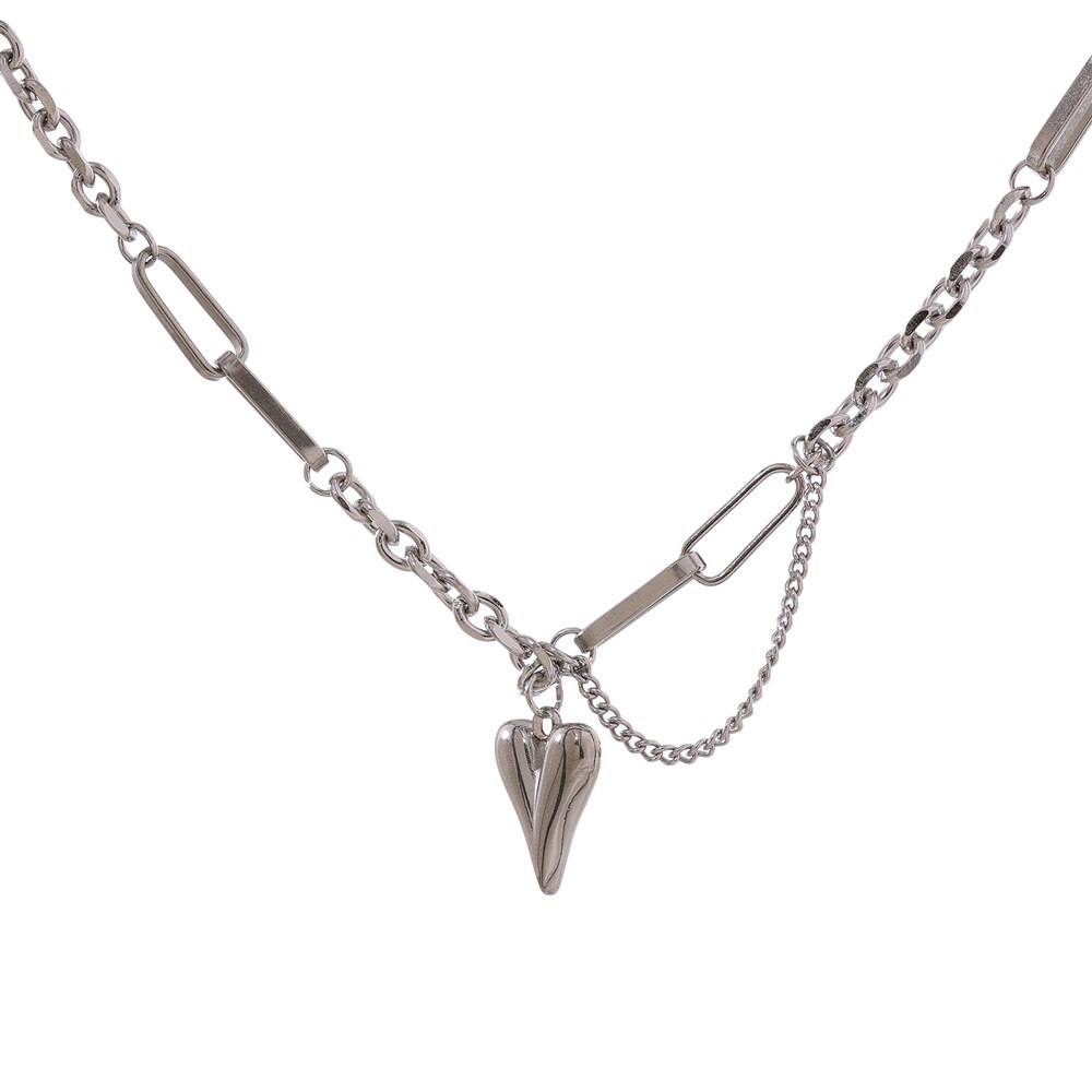 Yhpup-collar con colgante de corazón romántico para mujer, gargantilla de acero inoxidable de 18 K con textura de Metal, de , para aniversario: Rojo-marrón