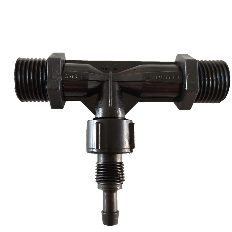 1/2“ Venturi Injector with Valve Mixer PVDF Body 0zone Proof Venturi Tube Air and Water Mixing XinOzone
