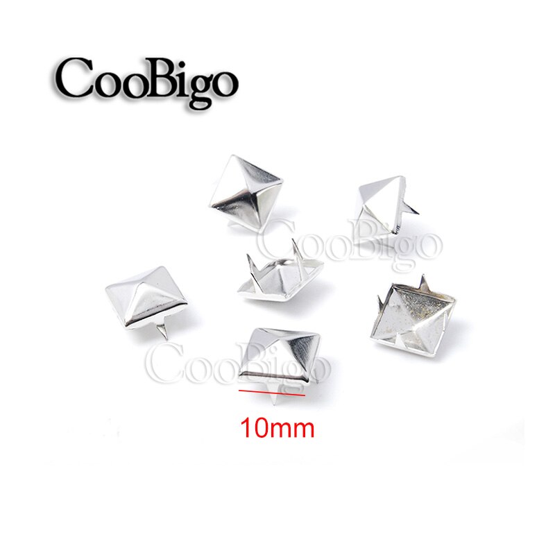 50 Pcs 10 Mm Vierkante Piramide Studs Klinknagels Vier Klauw Metalen Studs Klinknagels Voor Leer Punk Stud Schoenen Diy Craft armbanden Accessoire