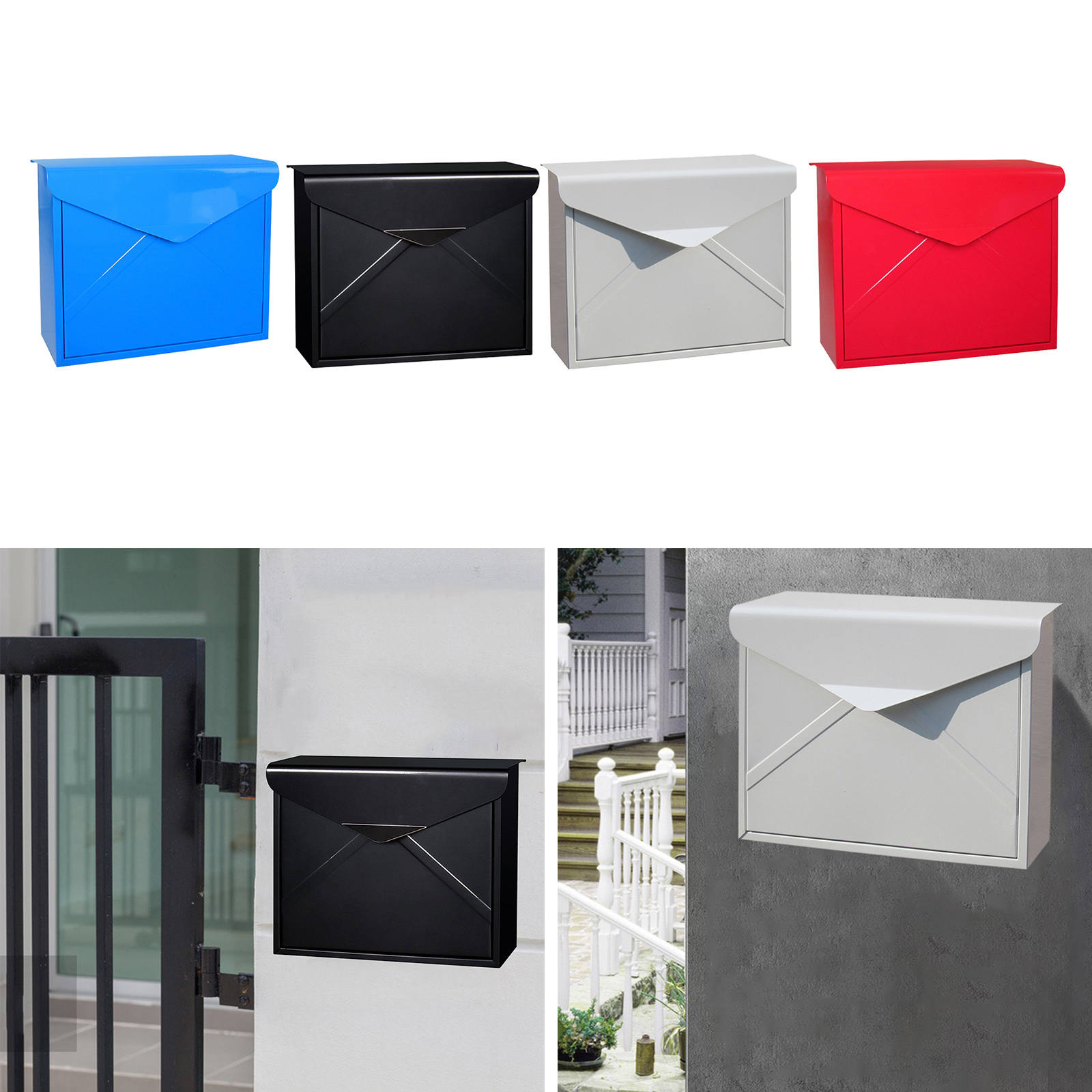 Outdoor Security Locking Mailbox Letter Box Suggestion Box Newspaper Mail Letter Post Home Balcony Garden Decoration