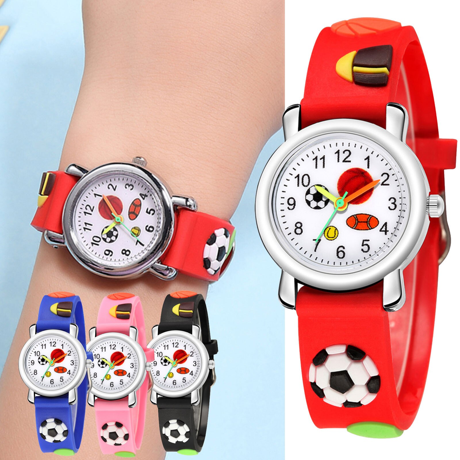 Cute 3D Soccer Kids Watches Soft Silicone Football Band Children Watch Boys Girls Baby's Wrist Watch Clock Relogio Infantil