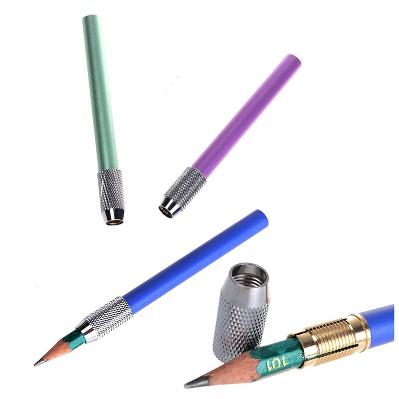 3Pcs Metalen Potlood Verlengd Extender Houder Liep & 4 Stuks Verstelbare Dual Head Potlood Extender Houder Schets