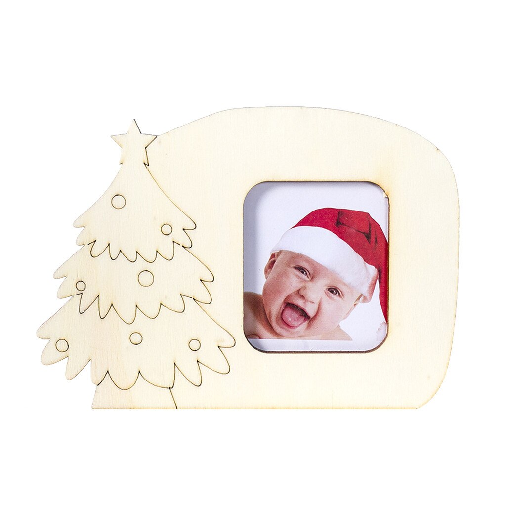 Kerstversiering Mini Houten Kerst Fotolijst Decoraties Foto Ornament Voor Kinderen Thuis Tafel Decor Accessoires: F