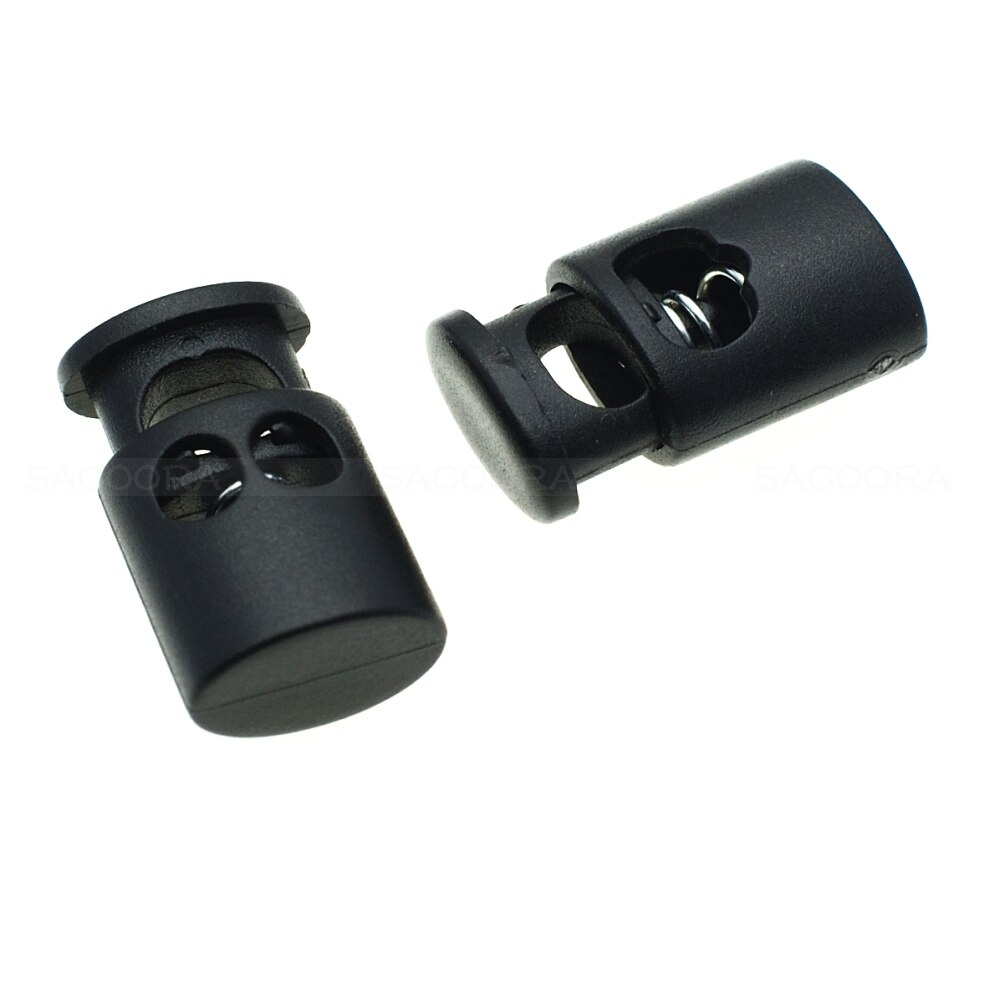 10pcs Cord Lock Stopper Cylinder Barrel Plastic Toggle Clip For Garment Accessories Black