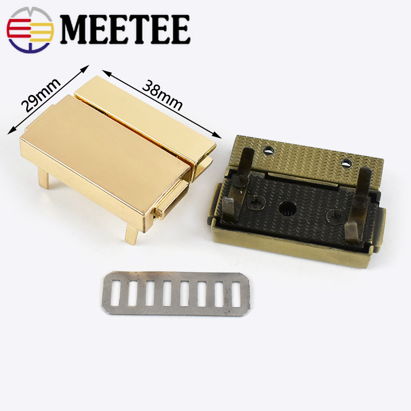 2/4pcs Meetee 38x29mm Rectangular Metal Press Push Locks Women Bag Spring Lock Snap Decorative Clasps Closure DIY Accessories