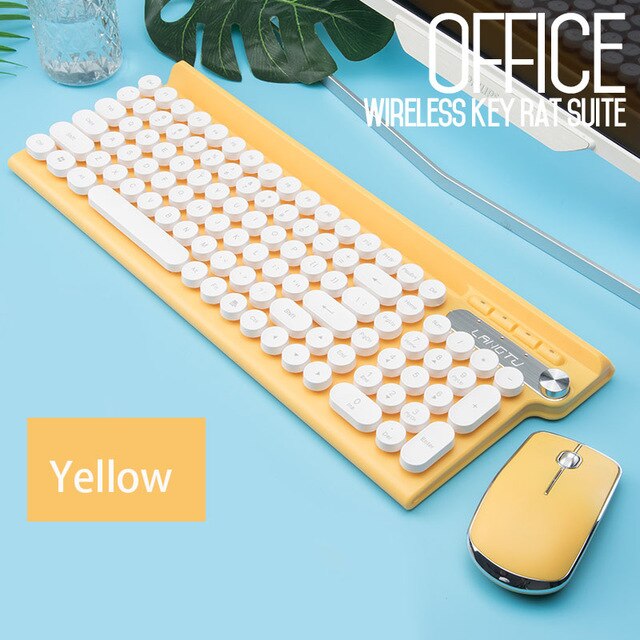 Rechargeable Wireless Keyboard Mouse Set Retro Punk Keyboard Waterproof Multimedia Groove Computer Gaming Keyboard Mouse: LT500 rechargeable1