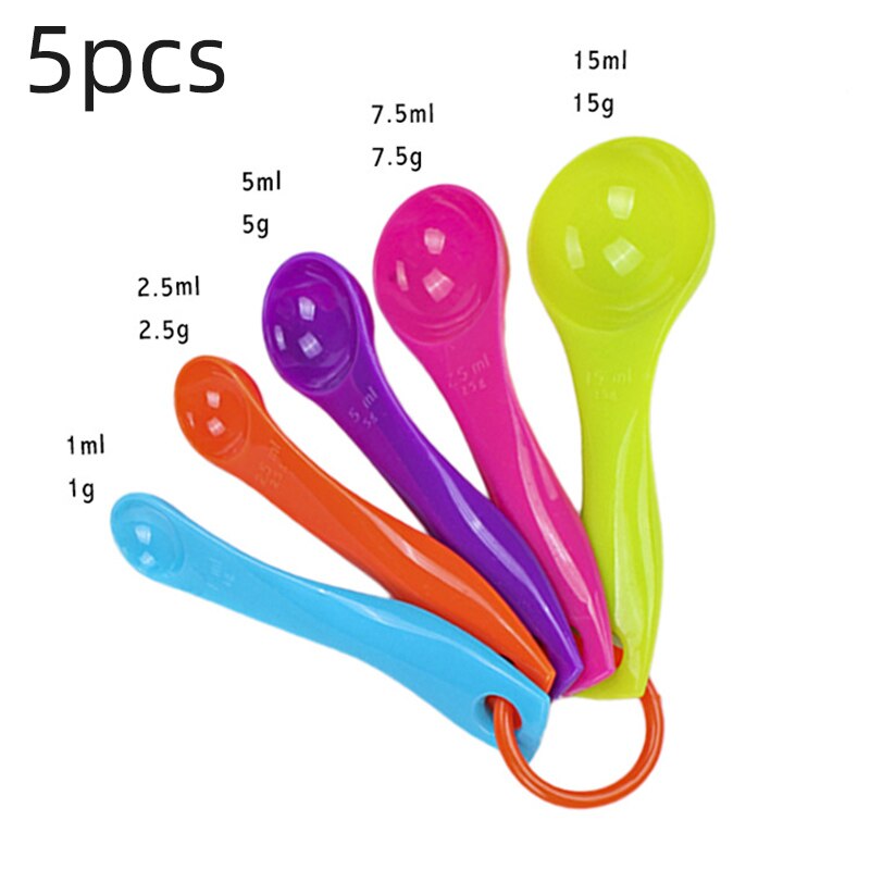 5pc Colorful Kitchen Measuring Spoons Set Spoon Cup Baking Utensil Set Kit: Default Title