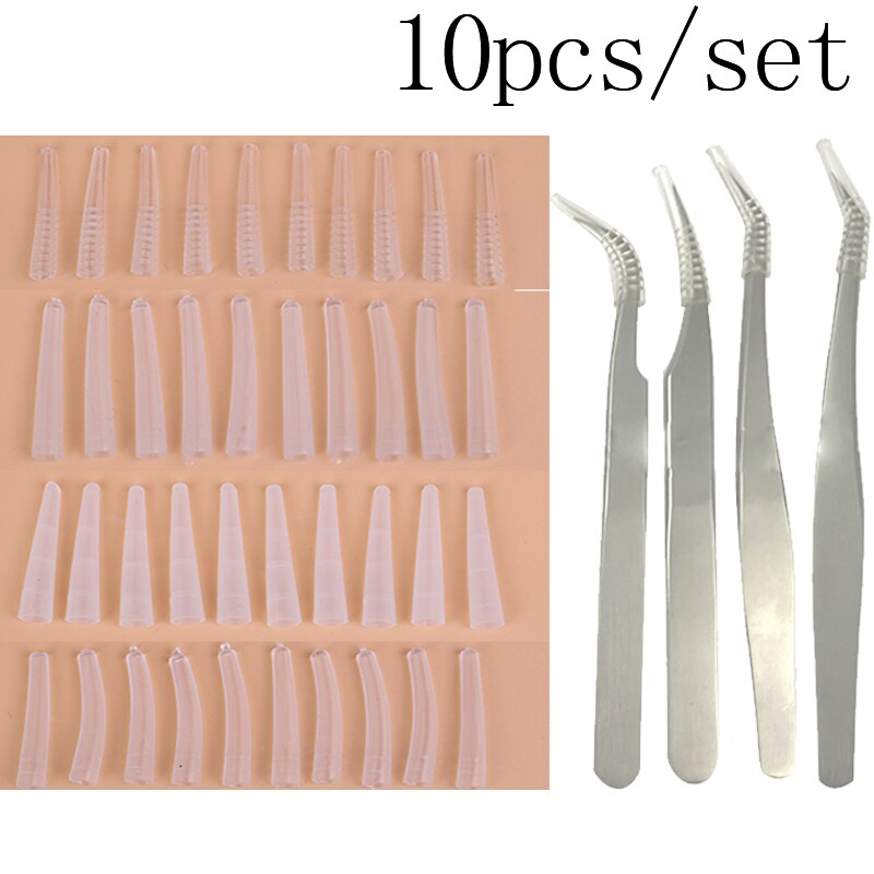 10 pièces/ensemble housse de protection en plastique greffage cils pince à épiler Silicone couvre conseils pince à épiler protéger les cas cils outils