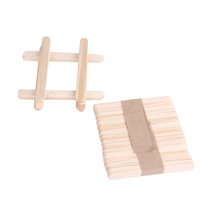 50 unids/lote nave palos de helado hielo Pop palos de helado de madera Natural 4-1/2 "longitud tratar palos herramientas de bricolaje palos