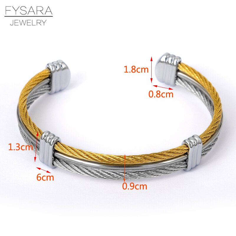 Fysara Beroemde Twist Draad Manchet Armbanden Stretch Rvs Kabel Armbanden Voor Vrouwen Mannen Punk Sieraden