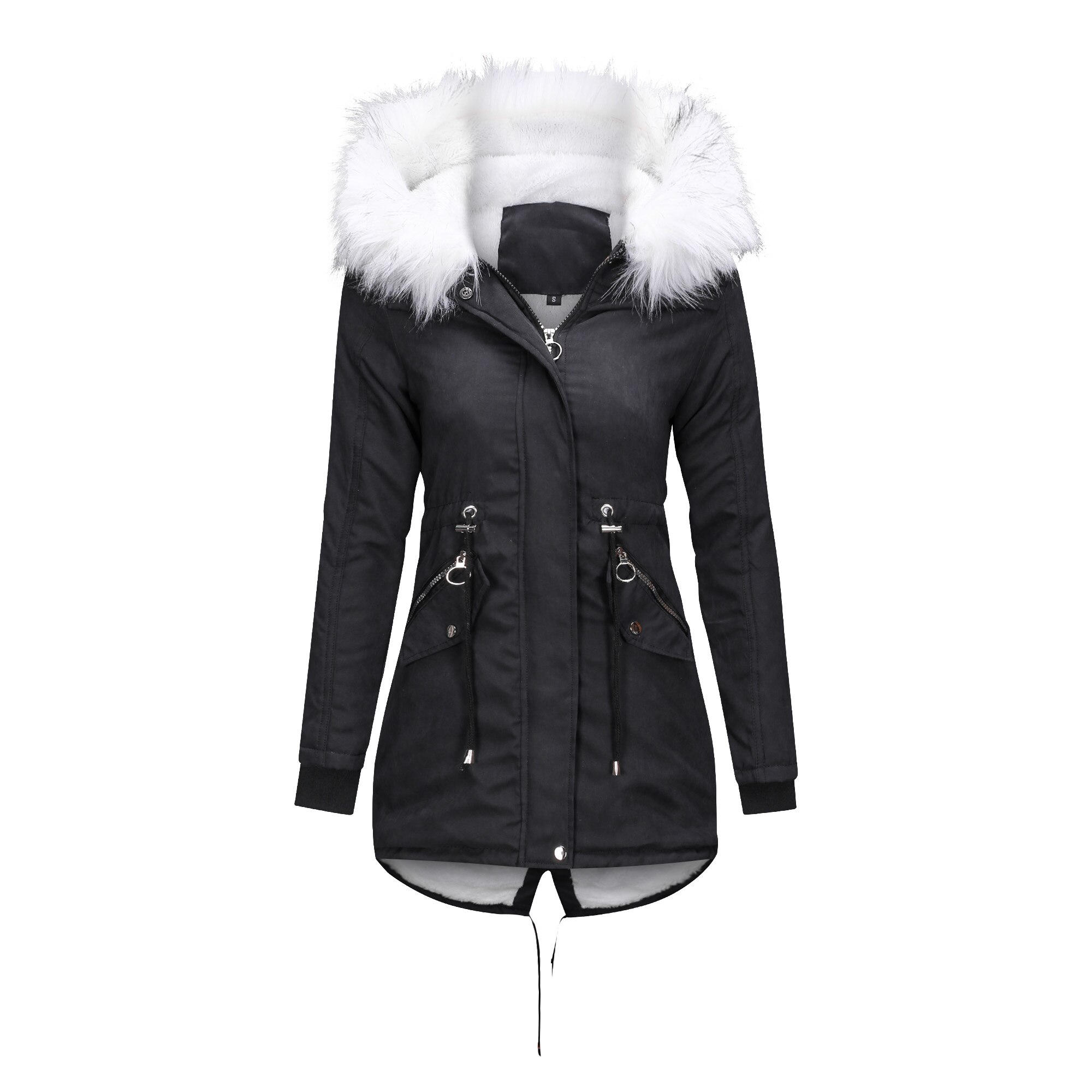 WindTaste Winter vrouwen Wandelen Fleece Lange Jassen Outdoor Sport Camping Vissen Trekking Klimmen Vrouwelijke Hooded Jassen KB120: Black / XL