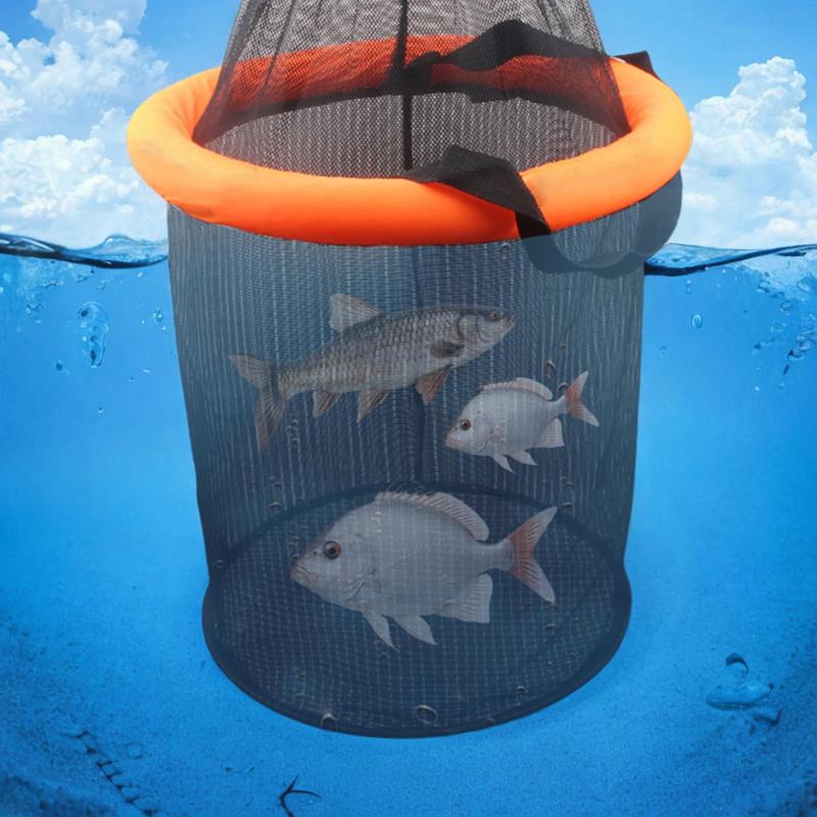Panier à poisson flottant pliable, filet d'appât en maille pliable, sac de Protection, équipement de pêche à flottabilité en Nylon, filet de traction pour ménés de Kayak