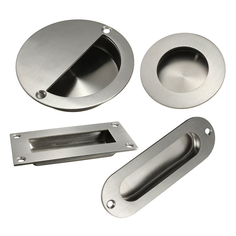 Stainless Steel Door Handle Flush Recessed Pull Circular Oval Rectangular Hardware Drawer Embedded For Home Tools