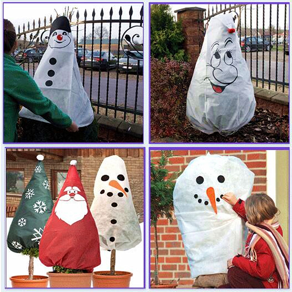 Behogar Cartoon Winter Warm Kerstboom Cover Plant Wrap Deken Freeze Bescherming Protector voor Koud Weer 90x103 cm