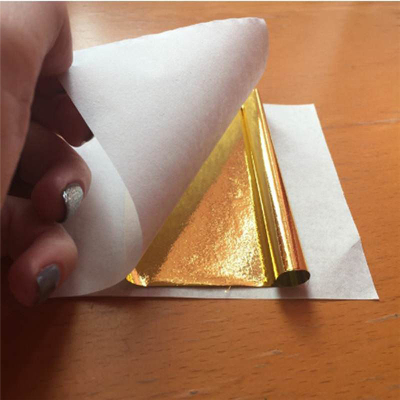 Feuilles de papier feuille d'or 24K, 100 pièces, pour la décoration de la maison, artisanat d'art, feuille d'or argentée et dorure
