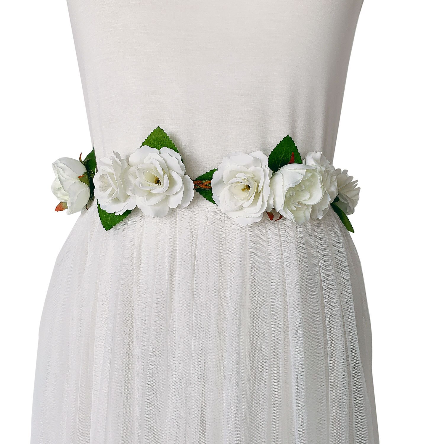 Ornamenti eleganti cintura fusciacche fatte a mano cintura da sposa simulato fiore rosa sposa festa festa fotografia vita ragazze: Avorio