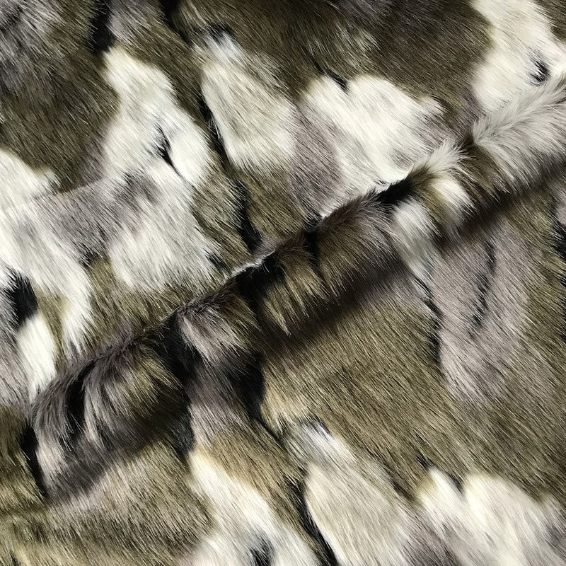 Herfst en winter kunstbont legergroen vierkant jacquard pluche kleding en schoenen pluche stof