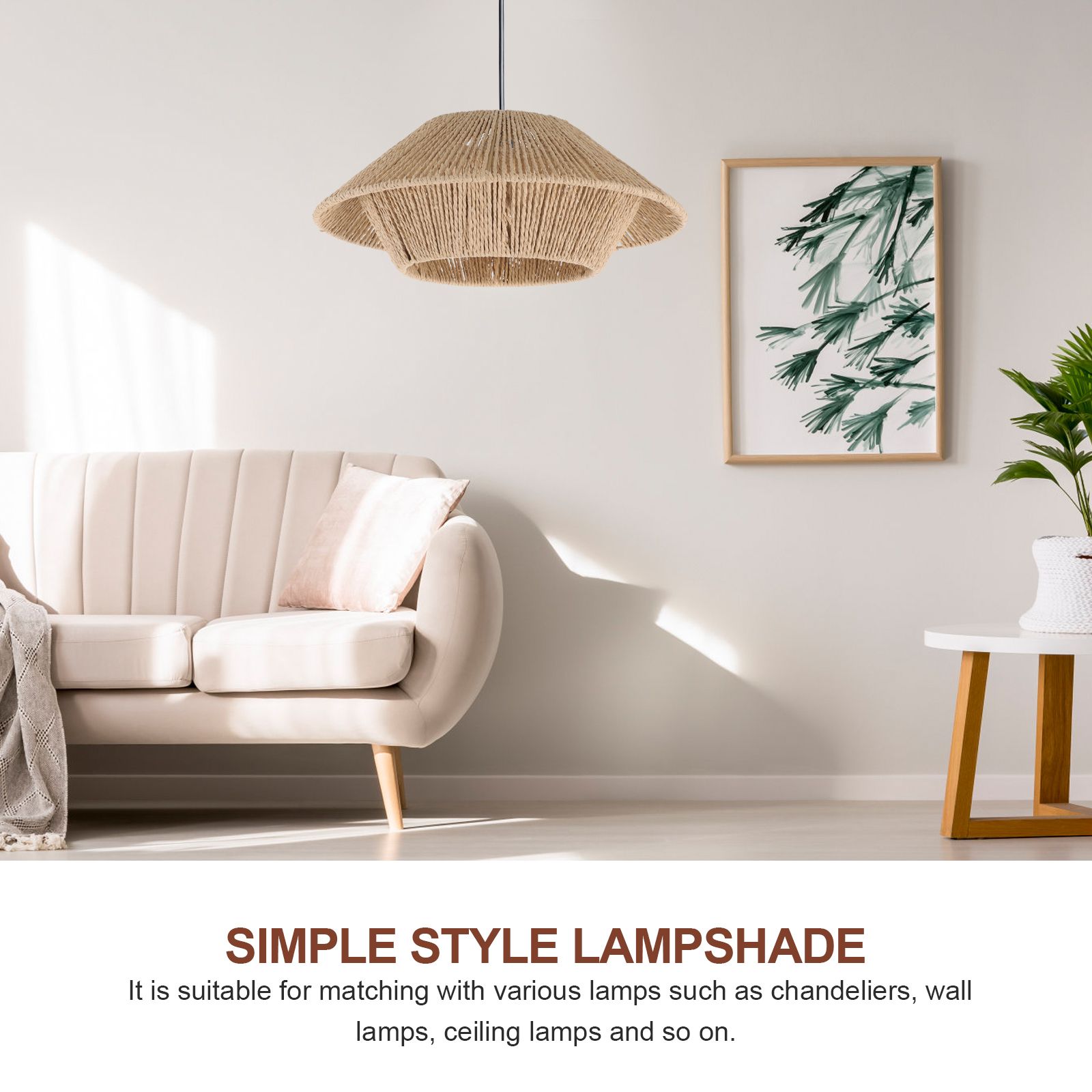 årgang lampeskjerm med 1pc strå, flettet tønneskjerm, innendørs papirdeksel, taklampe i råtnende, små lampeskjermer til hjemmedekorasjon