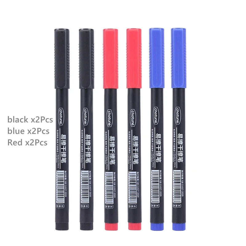 4/8 Stuks Uitwisbare Whiteboard Pen 0.5 Mm Fijne Punt Zwart/Blauw/Rood Schoolbord Marker School kantoor Kunst Schrijven Briefpapier Leraar: Mixed Color