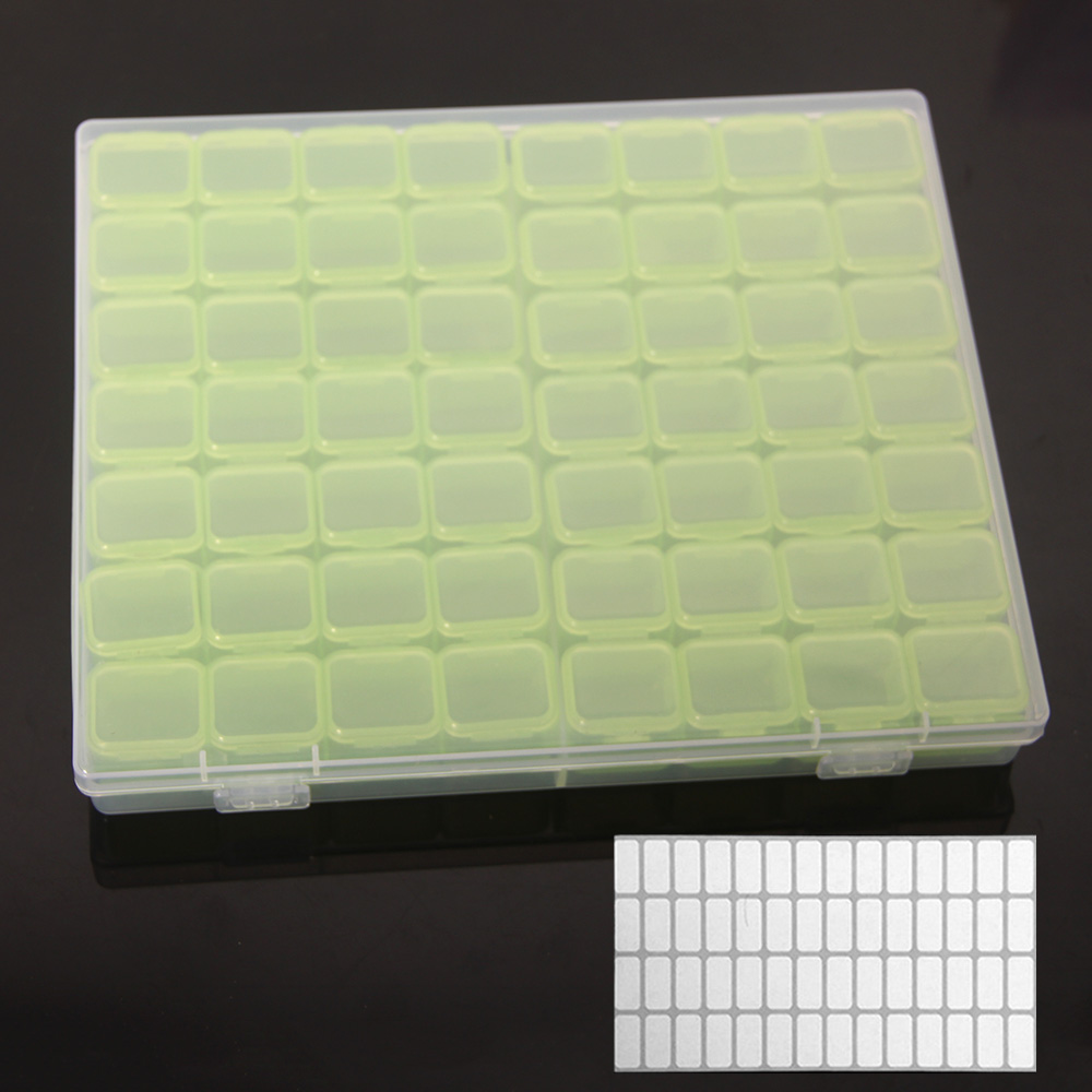 Diamond Painting 28/56/224 Slot Box Storage Accessories Tool Nail Art Rhinestone Bead Stone Storage Box Sewing Container: 56 grid green