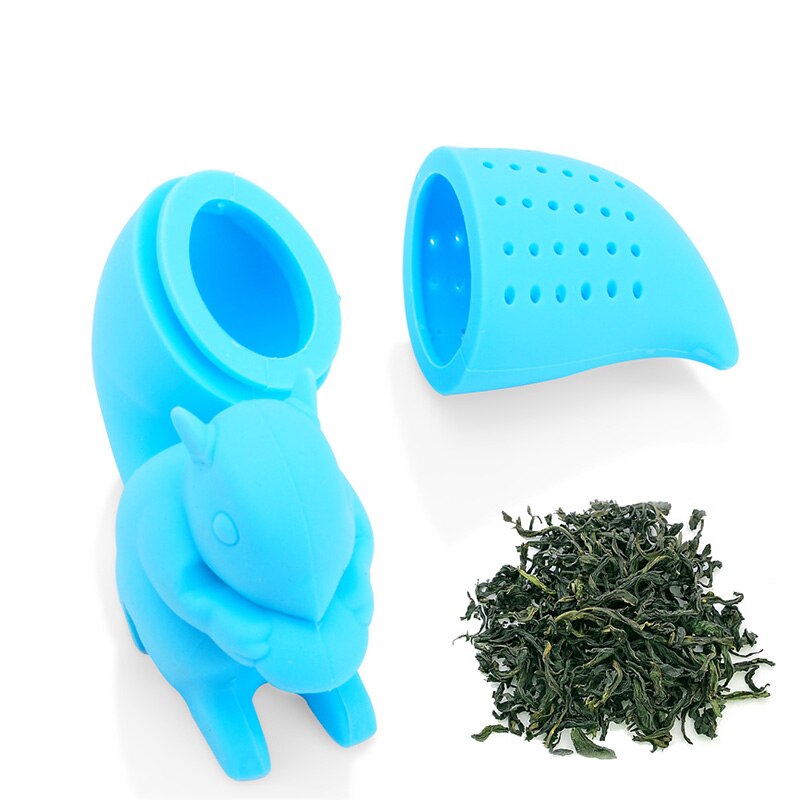 Tea Infuser Silicone Cute Squirrel Shape Tea Coffee Loose Leaf Strainer Bag Filter Teapot Accessories Tea Bags Drinkware