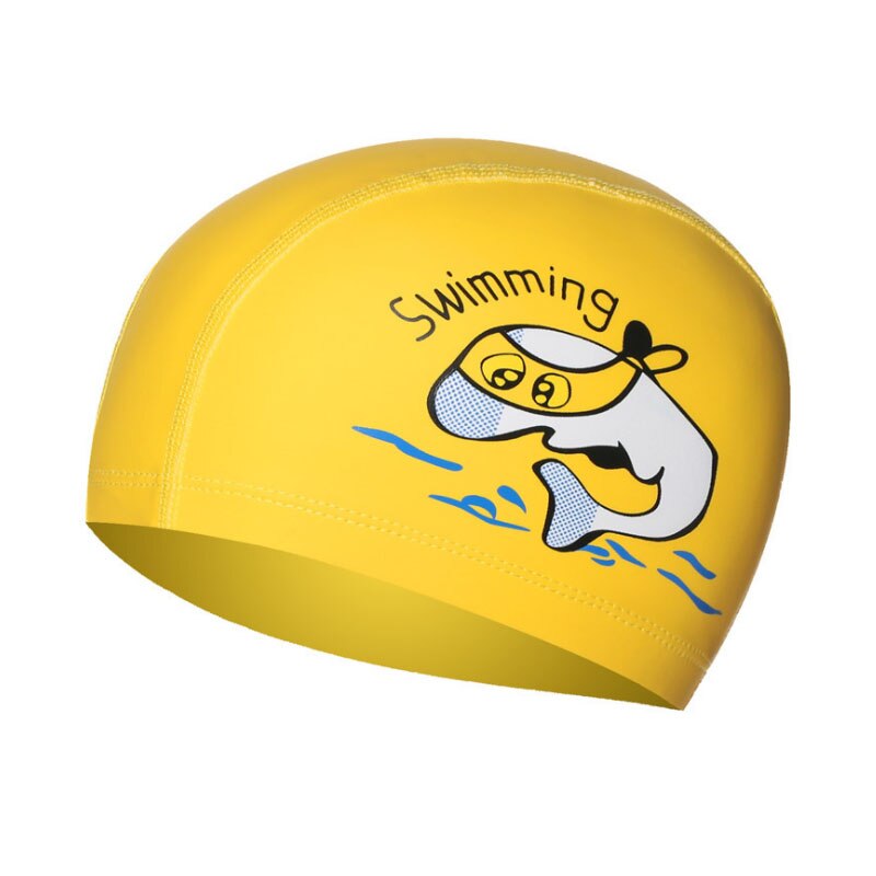Casquette de piscine pour enfants, chapeau de protection en forme de dauphin, bouchon d&#39;oreille, étanche, pour garçons et filles, accessoire de plongée: YELLOW