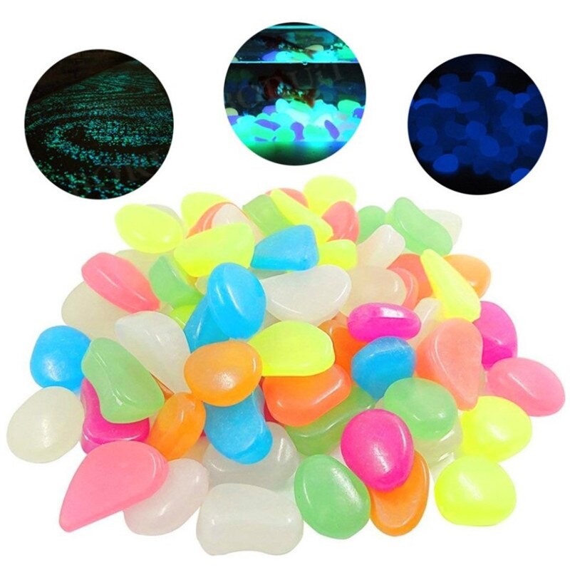 50 Pcs Stone Glow In The Dark Garden Aquarium Luminous Decor Pebbles Rocks for Walkways Garden Path Patio Lawn Garden Yard Decor