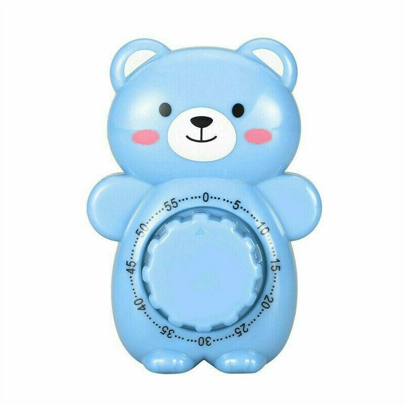 Four Colors Cute Bear Shape Mechanical Timer No Batteries Max 60 Minutes For Chef Cooking Baking Alarm Clock Stopwatch Gadgets: Blue