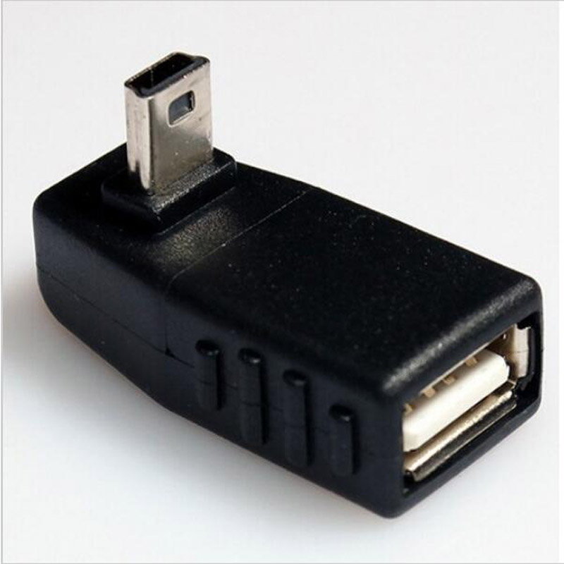 Mini USB Male to USB Female 90 degree Left Angle Converter Connector data Sync OTG Adapter for Car MP3 MP4 Tablets Phones U-Disk