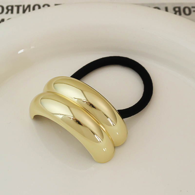 Retro Metalen Onregelmatige Gouden Haartouw Voor Vrouwen Hoogwaardige Elegante Geometrie Elastische Handgemaakte Haarband Mode GirlHeaddress