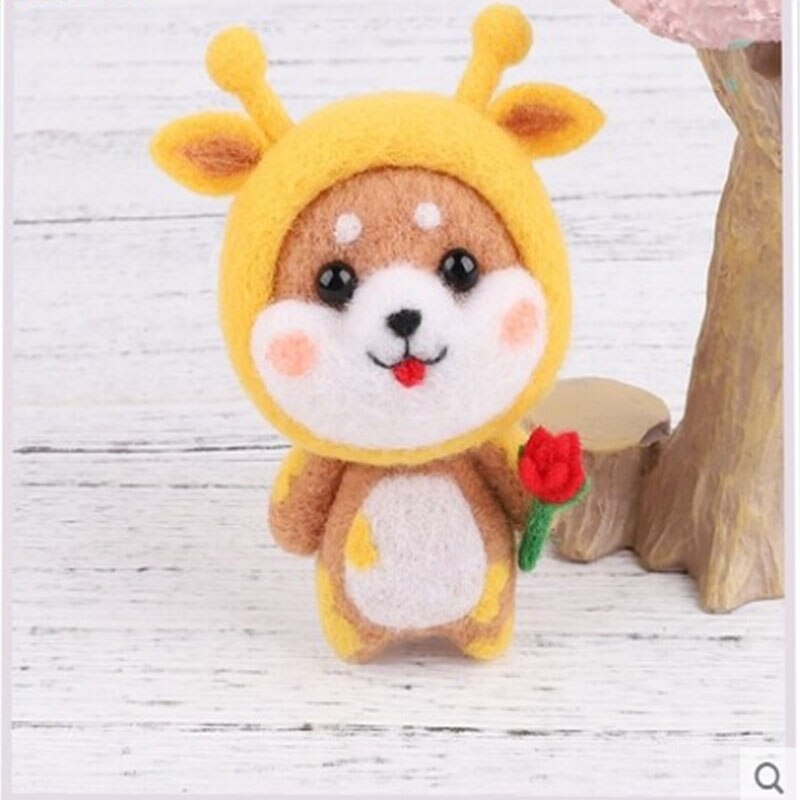 1 set wool for Felt DIY Package, needle felting, Shiba Inu Set animals, hand-made diy kits, you need to do it yourself: Dark Gray