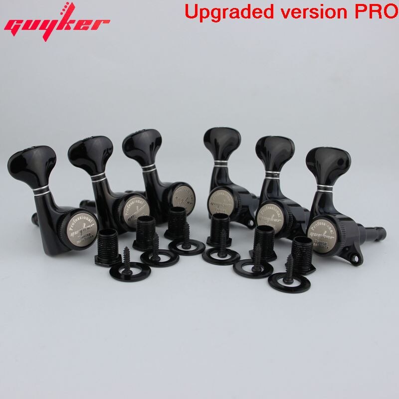 Guyker Gitaar Machine Heads/Verbeterde Versie Locking String Tuning Key Pinnen Tuners Voor Lp, Sg, tl Stijl Elektrische Gitaren Zwart: PRO 6R