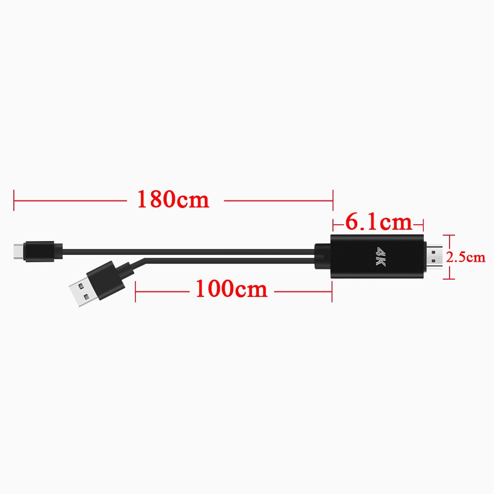 Ekran type-c do HDMI kabel synchronizacyjny USB-C do HDMI podłączenie telewizora z zasilaczem USB 4K 30Hz