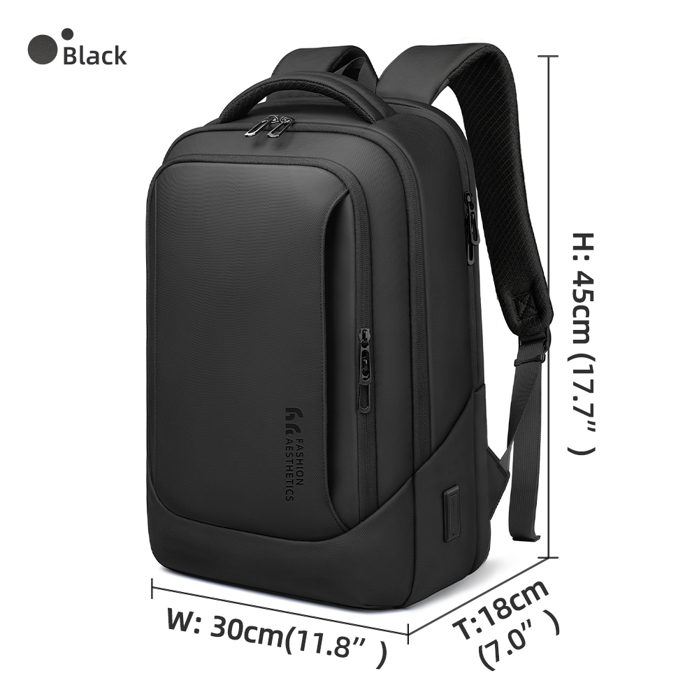 Mochila de negocios HK, bolso multifuncional para ordenador portátil de 15,6 "para hombre, mochilas de viaje de gran capacidad, mochilas escolares impermeables, mochila de trabajo: Negro