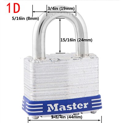 Master Lock Hangslot deurslot Raam Anti-diefstal Professionele Sloten picks Waterdichte U type Magazijn Rvs lockerslot: 1DCOM