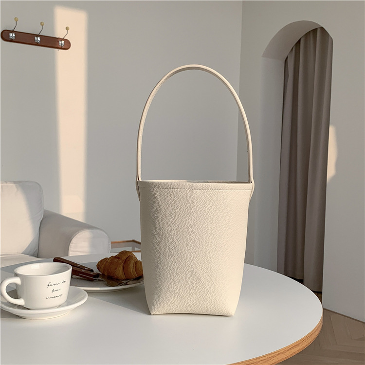 Bolso casero para mujer, bolso Retro de cuero suave portátil 2025, bolso de cubo que combina con todo, bolso de hombro para ir al trabajo, bolsos y bolsos: Blanco