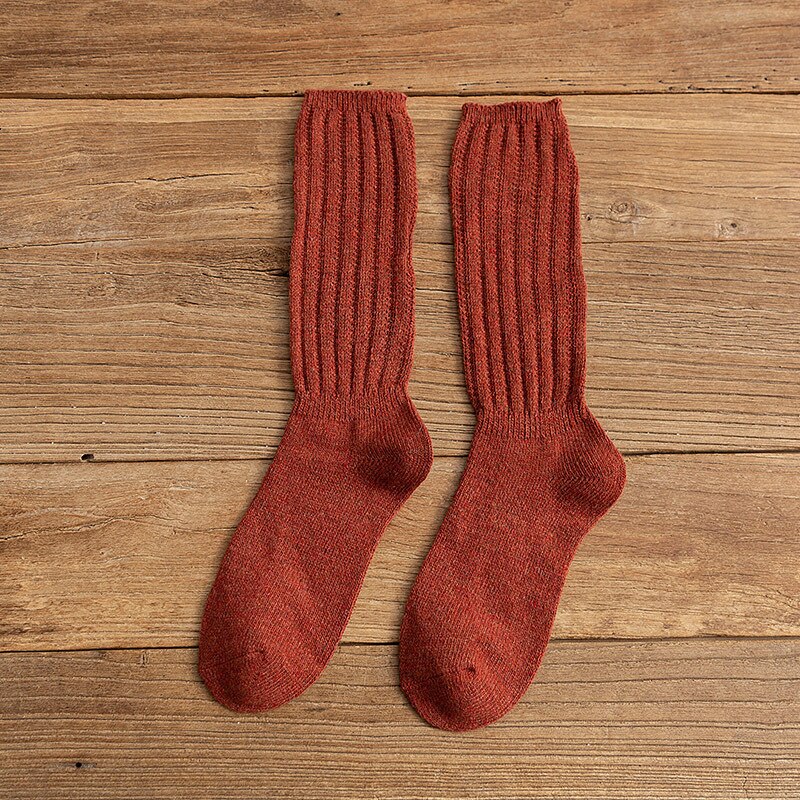 Harajuku Woollen Women Socks Soft Cotton Women Socks Solid Color High Tube Socks For Girls Winter Cute Thick Pile of Socks Lady: orange